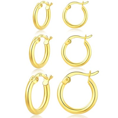 HEEYA Small Silver Hoop Earrings For Women - 3 Pairs 925 Sterling Silver Gold...