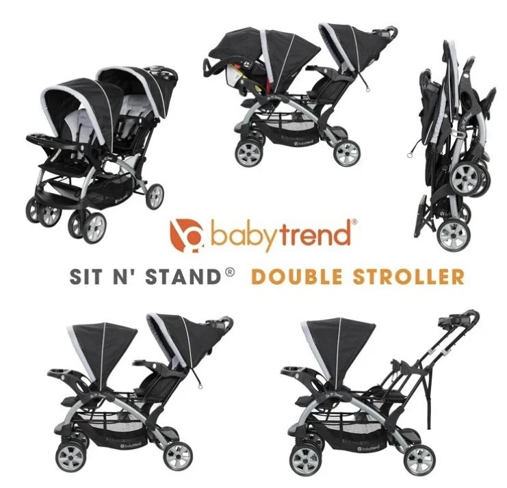 Cochecito doble Baby Trend Sit N' Stand - blanco y negro Foto 4 de 4