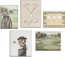 Vintage Teddy Bear Sports Wall Art - 5Pcs Fra...