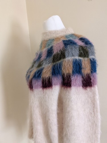 Madewell Fair Isle Sweater NWT Womens M Brushed Checkerboard Fuzzy Oversized - Picture 8 of 10