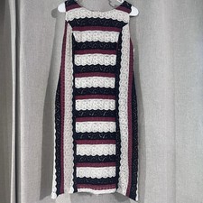 Vintage Karen Kein Dress - Red White Black Lace Dress - Women’s Size 11/32