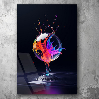 3D Painting Abstract Color Splash Art UV Printed Acrylic Glass  Modern Decor