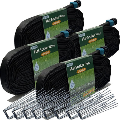 200 Ft Soaker Hose with Stakes - Efficient Water-Saving Irrigation System