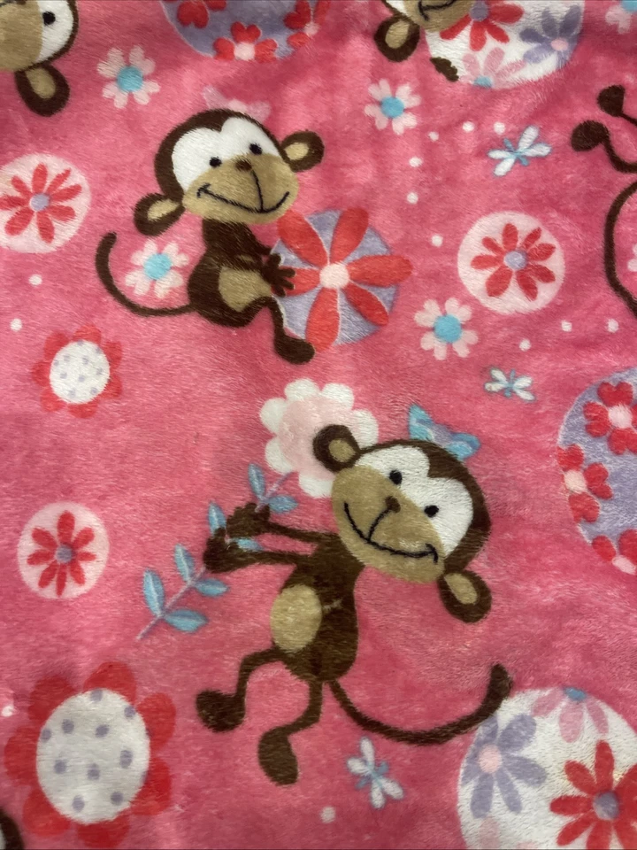 Baby Blanket Lovey 12"x 12" Possibly Taggies MONKEYS PINK RARE HTF GUC READ ✨ - Image 2 of 4