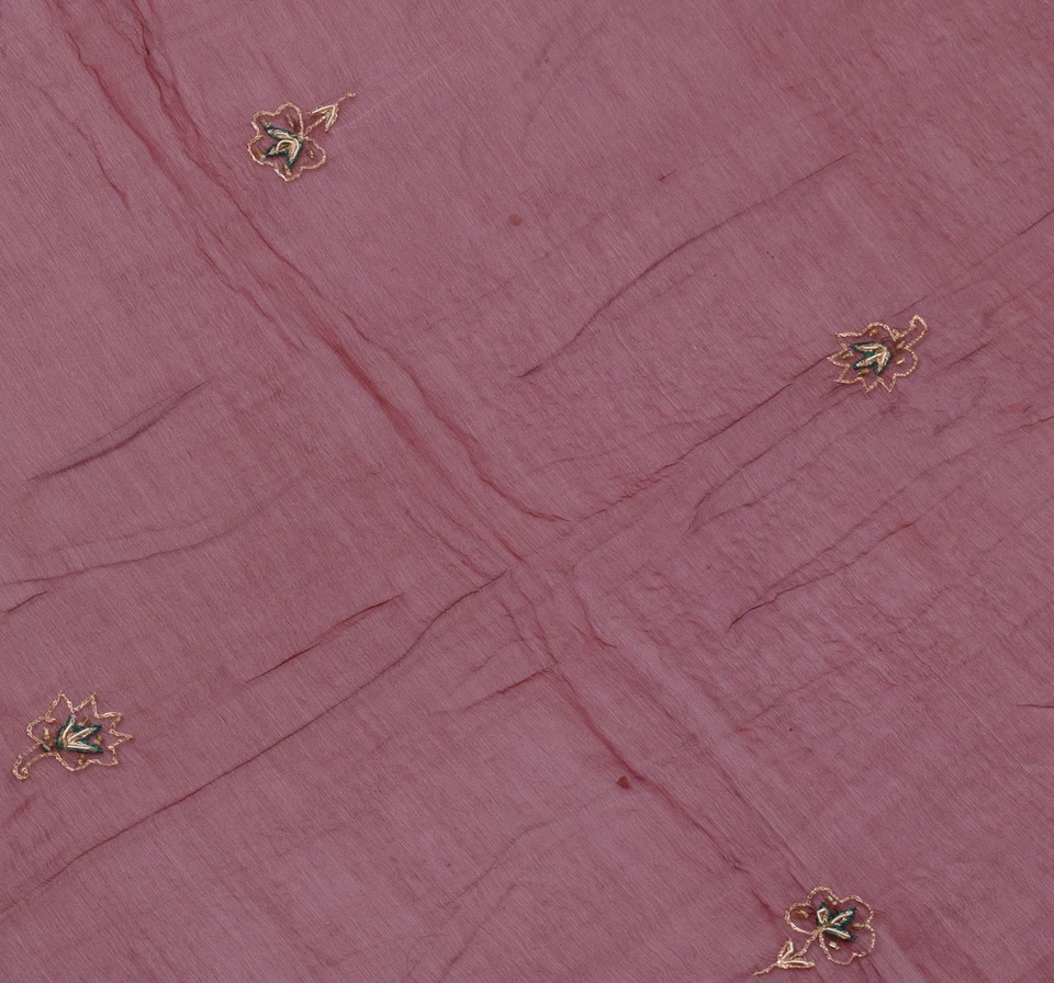 Sushila Vintage Maroon Dupatta Pure Chiffon Silk Hand Beaded & Woven Long Stole - Image 4 of 4