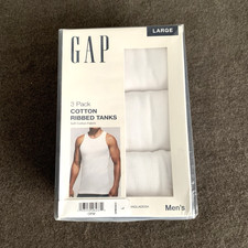 Gap Men's 3-Pk. Cotton Ribbed Tank Tops White Size Large L