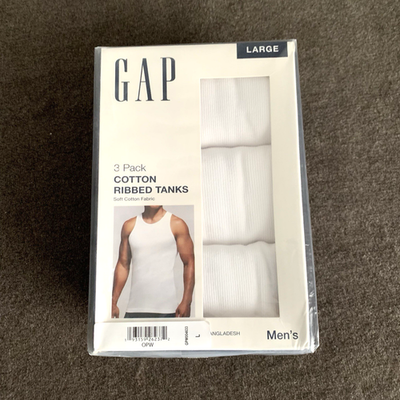 #ad Gap Men#x27;s 3 Pk. Cotton Ribbed Tank Tops White Size Large L $11.04