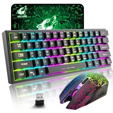 ZIYOU LANG T61 Wireless Gaming Keyboard and Mouse Combo with Ergonomic 61 Key...