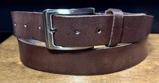 Men  s Thick Brown Leather Belt Sz42-44 1-3/8  Wide Distressed GUC