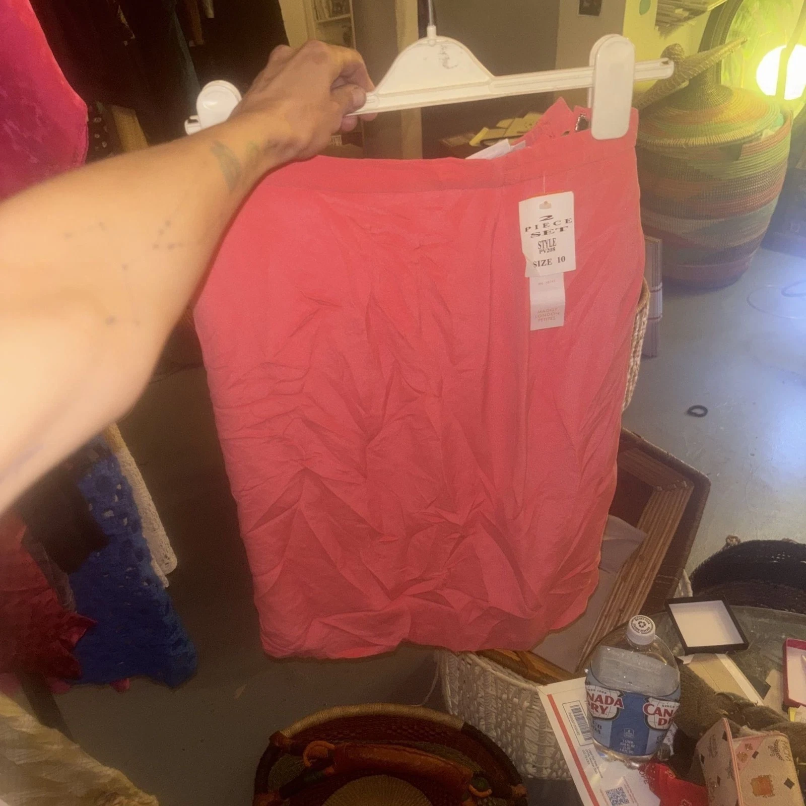 Maggy London Gorgeous Maxi Skirt Silk & Linen Blend, Coral Color A Line Size 10