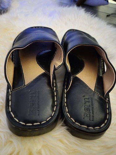 BORN Black- LEATHER - Slides Slip On Shoes Women's Size 8/39 B-3201 Black - Picture 4 of 8