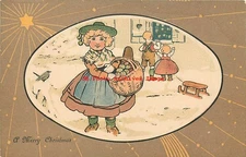 Christmas, Unknown No 2211-2, Girl with Basket of Fruits, Art Nouveau