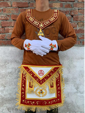 MASONIC REGALIA ROYAL ARCH PAST HIGH PRIEST APRON WITH COLLAR  JEWEL RED-B2B