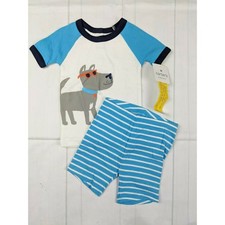 Carter's Blue  White Stripe Dog Pajamas 18 Months