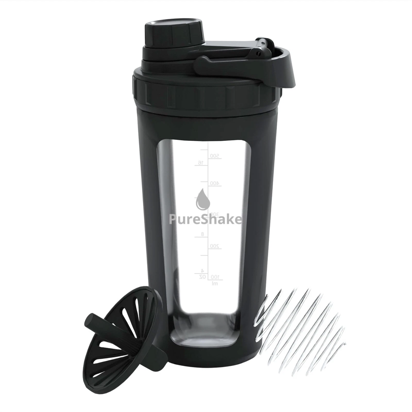 Paddi Glass Shaker Bottle for Protein - Odorless, BPA 26.5 Ounces, Black
Opens in a new window or ta