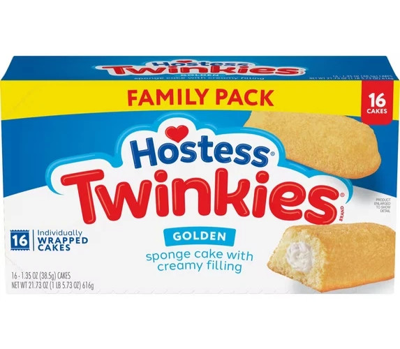 Hostess Twinkies Snack Cakes, Golden Sponge Cake with Crème Filling, 21.73 oz Bo