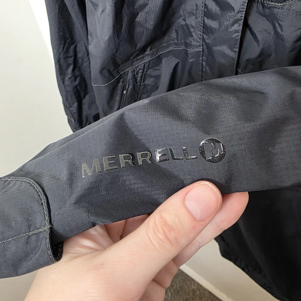 Merrell Black Opti-Shell Outdoor Rain Trench Long Rain Jacket Size Small - Image 4 of 4