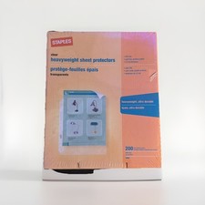 Staples 34846 Clear Heavyweight Sheet Protectors 200 Top Load Letter Size