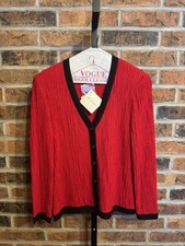 St John Women  s Size 2 Crimson And Black Blazer