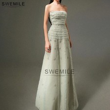 Elegant Strapless Diamond Evening Dresses 2025 A-Line luxury Prom Gowns