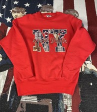 Vintage Red New York City Sweatshirt 90s Size Medium M Fruit Of The Loom Tag