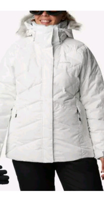 New Womens Columbia Lay D Down II Omni-Heat Hooded Down Winter Jacket Plus Size