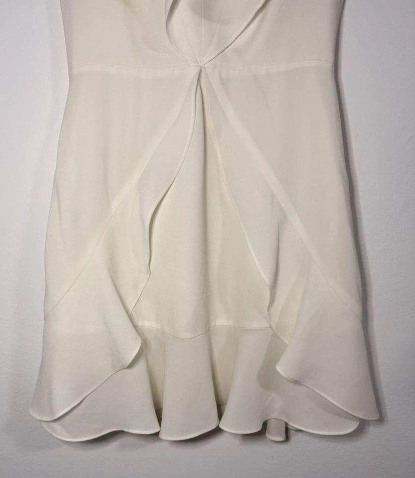 BCBG Maxazria White Dress Size 02 Ruffles Short - Image 3 of 4