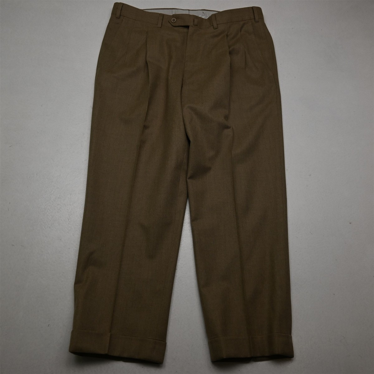 Ermegildo Zegna 32x28 Brown 100% Wool Flannel 75L102 Pleated