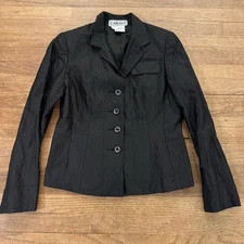 Carlisle black coated material four button blazer jacket size 8 b41