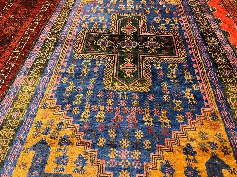 200 X 110 ARTÍCULO DE COLECCIONISTA Impresionante Alfombra de Caza Shikargah Pictórica De Colección Foto 2 de 4