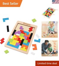Portable 40-Pc Wooden Tangram Puzzle for Creative Learning - Safe Fun for All