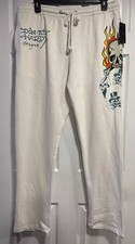 Mens Ed Hardy/Ivory/Flame Skull/Tattoo/Graphic/Fleece Sweatpants 2 Sizes