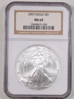 2007 $1 1oz Silver American Eagle MS69 NGC 1569667-139