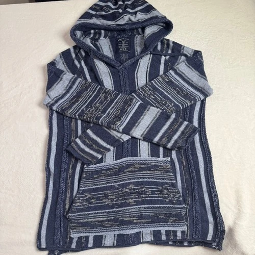 American Eagle Mens Blue Striped Baja Hoodie Knit Cotton Sweater Size M YEAR2014 image 23