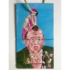 Amazing Larry - Acrylic on Upcycled Wood 10.75x6in @elsantosworld Sergio Santos