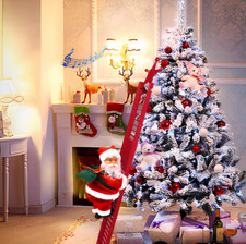 Electric Climbing Ladder Santa Claus with Music LED Light, Xmas Tree Decoratio