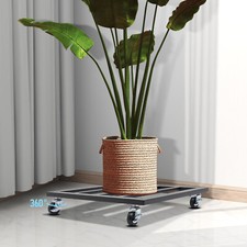 Rolling Plant Stand with 4 Wheels, Durable Iron Tray for Indoor & Outdoor Use