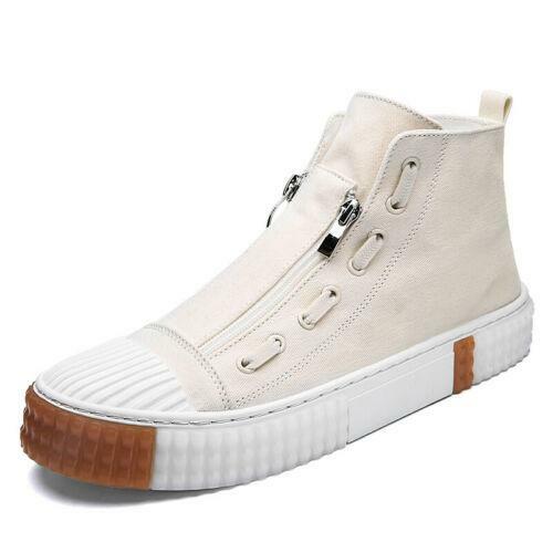 Mens Fashion High Top Canvas Pumps Boards Shoes Breathable Flats Non-slip Zip - Bild 15 von 15