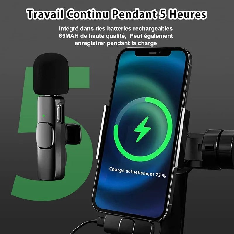 Microphone sans fil réduction de bruit active pour smartphone