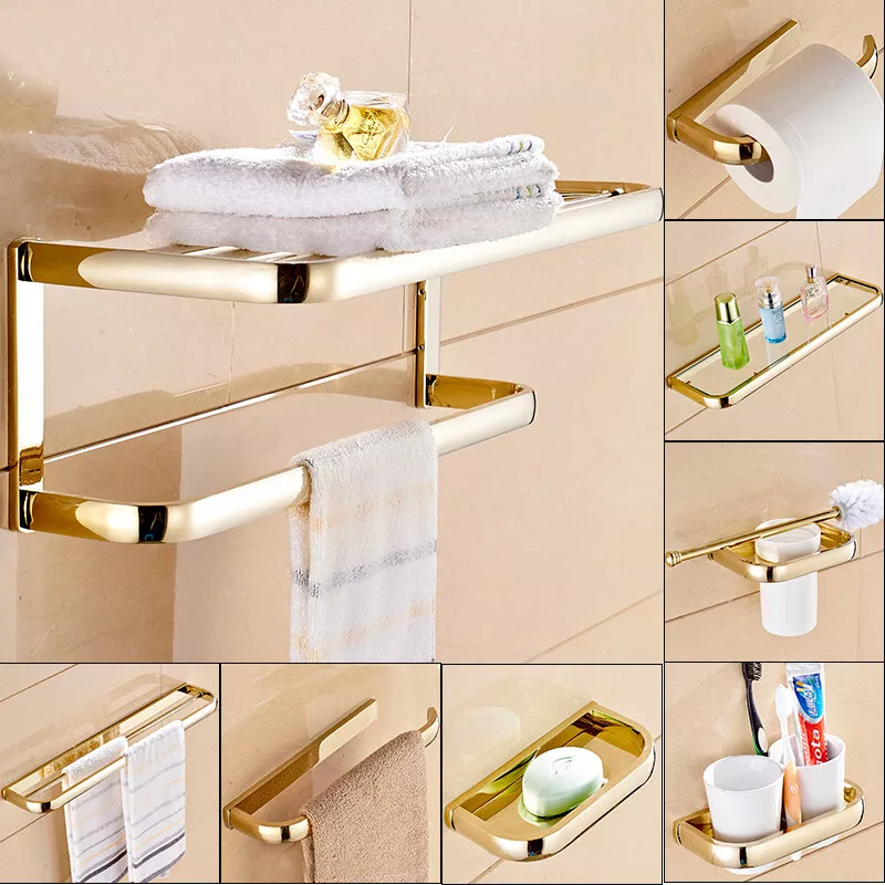 Luxury Gold Square Bathroom Hardware Set Bath Accessories Towel