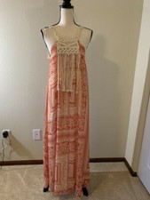 ZARA Women Size M-L Red Floral Halter Maxi Dress