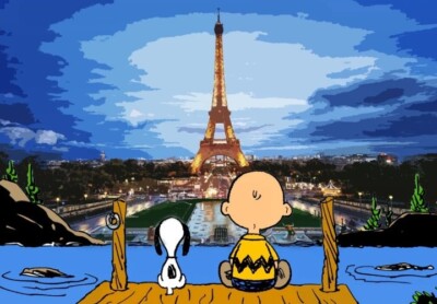 DEATH NYC ltd signed framed art print 45x32cm Charlie Brown Snoopy