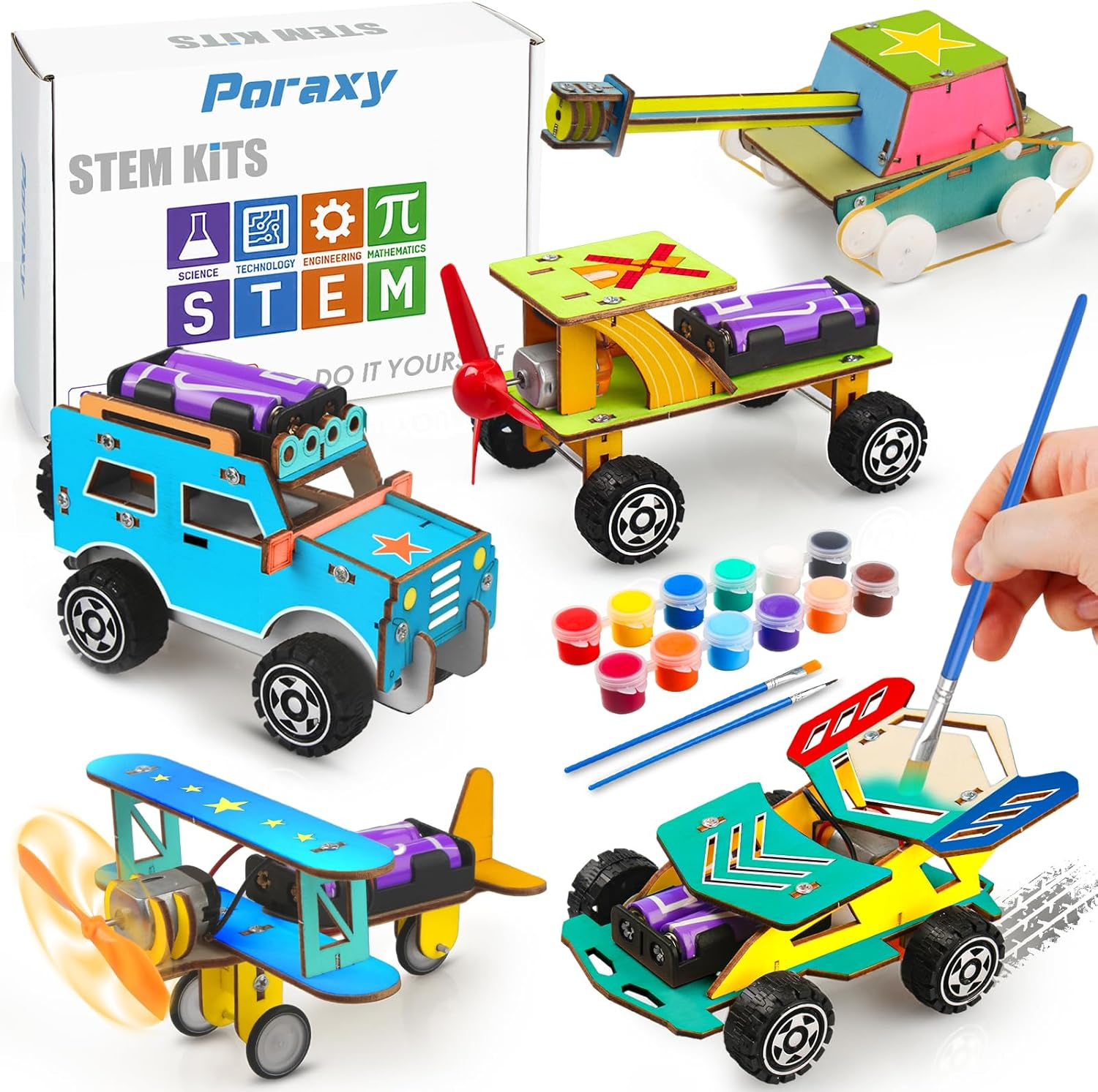 STEM Kits for Kids Age 8-10, 5 Set Wooden Model Car Kits, STEM Toys for Ages ...-image