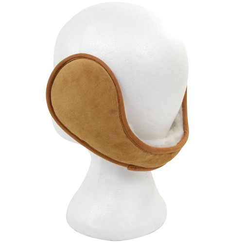 Mens Ladies Winter Sheepskin Lined Suede Wraparound Earmuffs - Picture 5 of 5