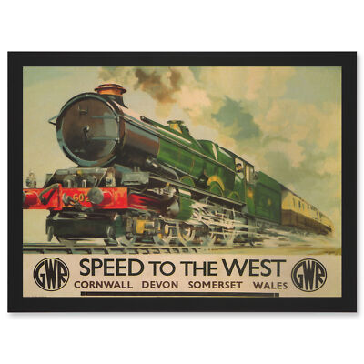 Travel GWR Railway Rail Train Steam Engine Corn Wales UK A4 Framed Art Print