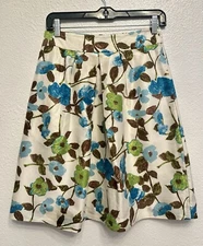 Banana Republic Silk Skirt Women 2 Knee Length Pleated Career Office Blue Green
