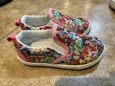 Disney Princess Slip On Shoes Girls Toddler Size 5/6 Jasmine Ariel Belle