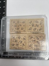 Stampin Up Fabulous Four 2004 Set Of 4 Wood Mounted Rubber Stamps Holiday