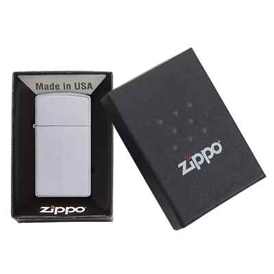 Original Zippo Windproof Feuerzeug Modell 1605 Slim Satin Chrome