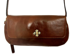 Patricia Nash Caprina Vintage Distressed Leather Crossbody Clutch-Cognac-NWT